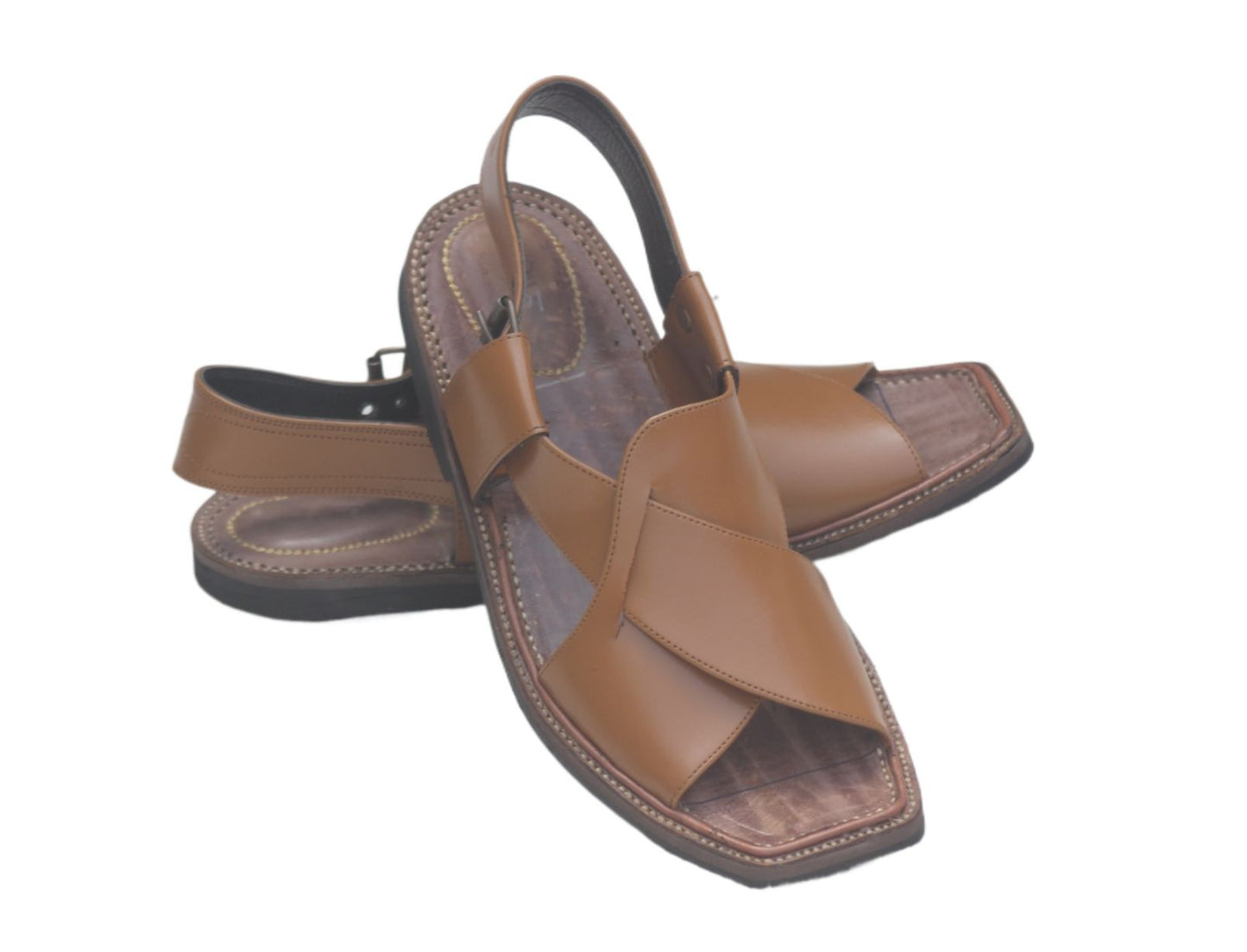 Kohati Chappal Sandal CrossGents – Genuine Shining Leather- Light Weight-orange