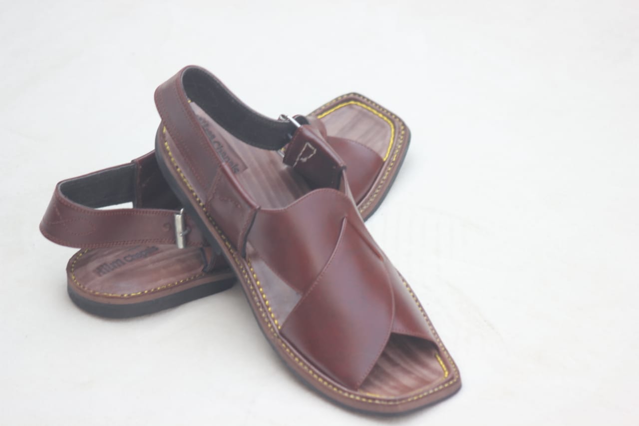 Kohati Chappal Sandal CrossGents – Genuine Shining Leather- Light Weight-Mustered color