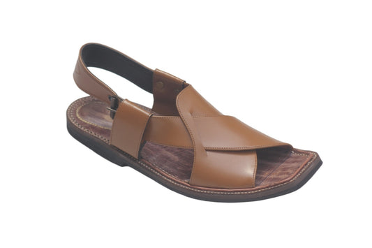 Kohati Chappal Sandal CrossGents – Genuine Shining Leather- Light Weight-orange