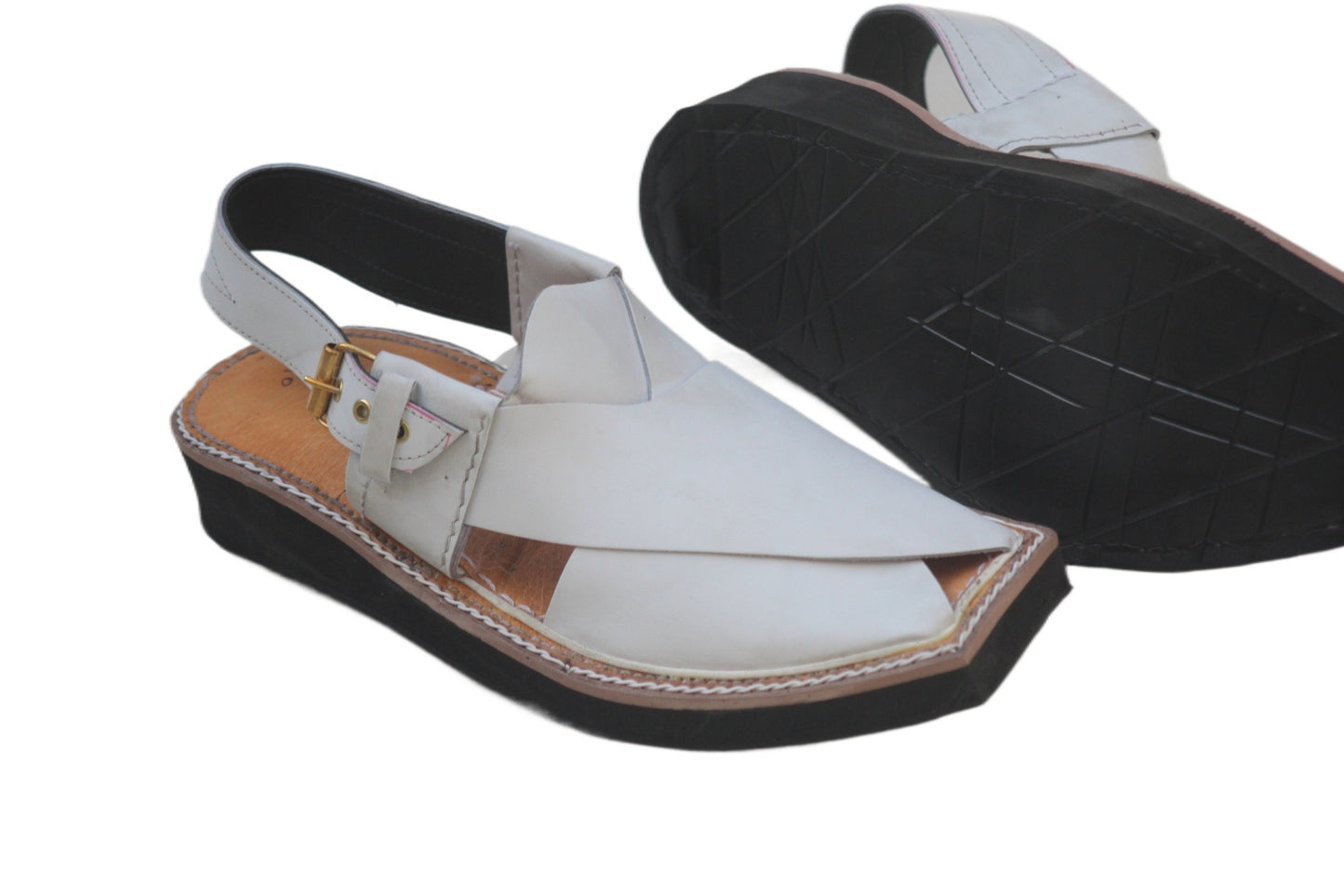 Captaan Chappal / Sandal – Gents – Genuine Leather – white 804