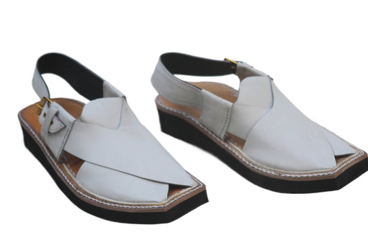 Captaan Chappal / Sandal – Gents – Genuine Leather – white 804