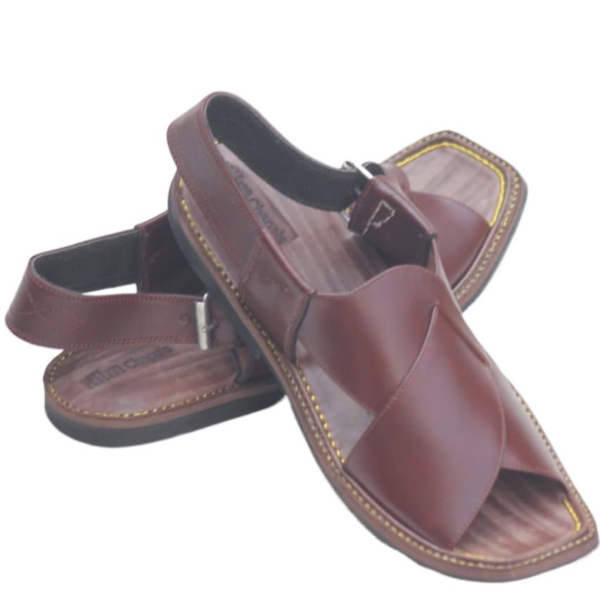 Kohati Chappal Sandal CrossGents – Genuine Shining Leather- Light Weight-Mustered color