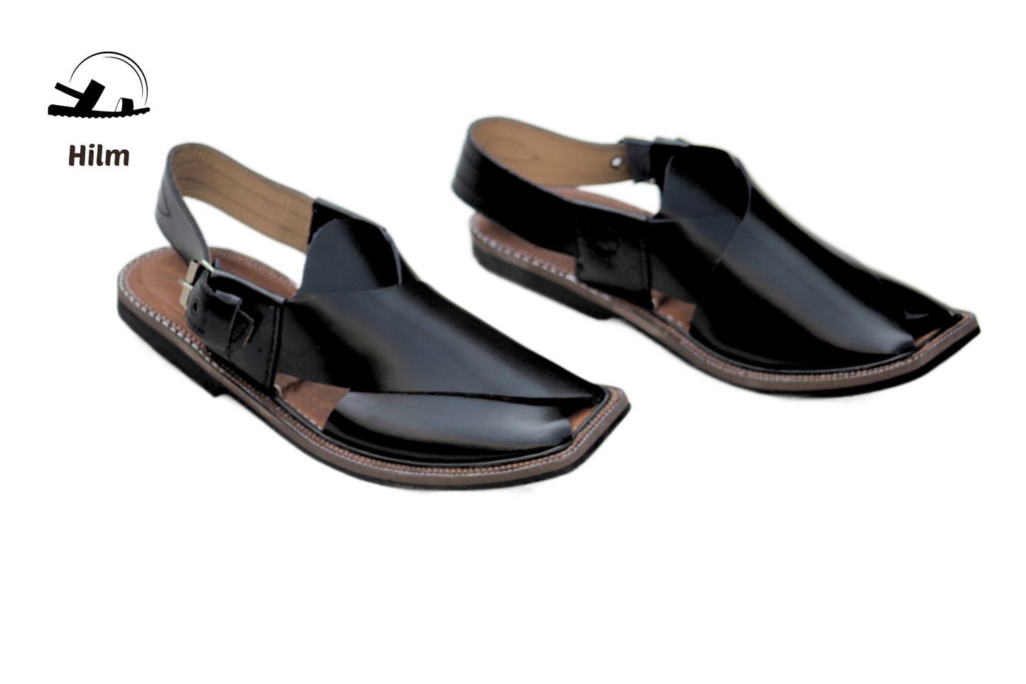 Charsada Chappal / Sandal – Gents – Genuine Leather – Black – Leather Insole – Thin Tyre sole – Rg 301